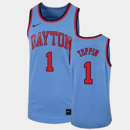 Men Dayton Flyers Obi Toppin College Basketball Light Blue Replica Jersey